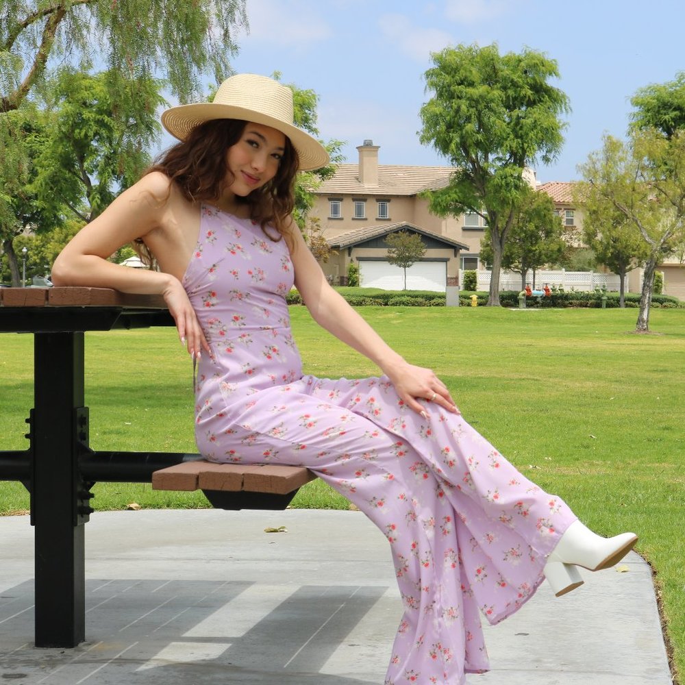 Lilac Floral Halter Jumpsuit